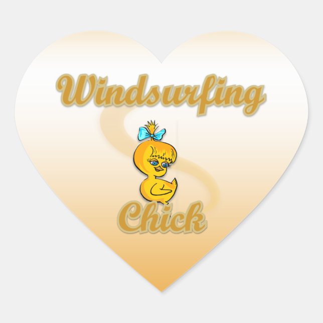 Windsurfing Chick Heart Sticker (Front)