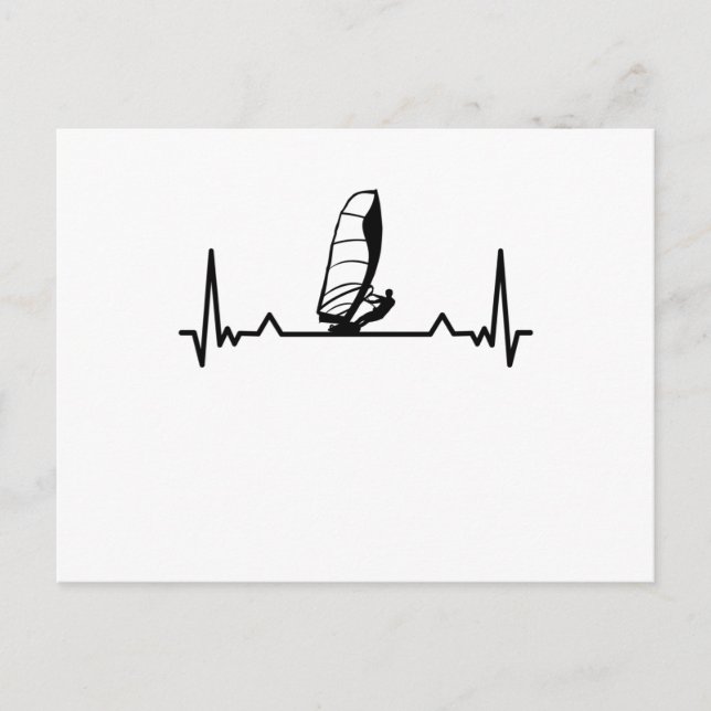 Windsurfing Heartbeat Line Funny Gifts Postcard (Front)