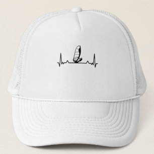 Windsurfing Heartbeat Line Funny Gifts Trucker Hat