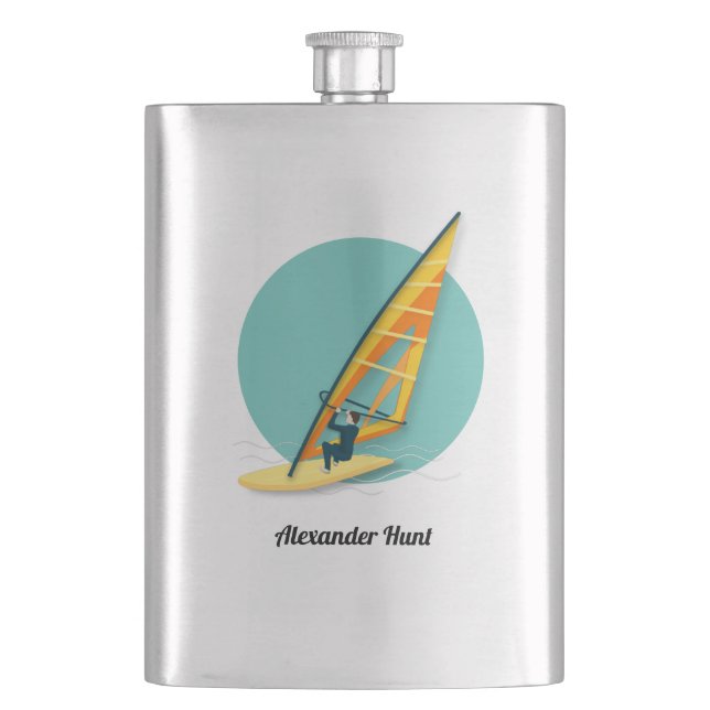 Windsurfing Hip Flask (Front)