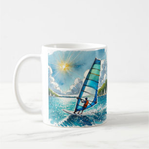 Windsurfing in a lake coffee mug