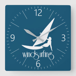 Windsurfing Square Wall Clock
