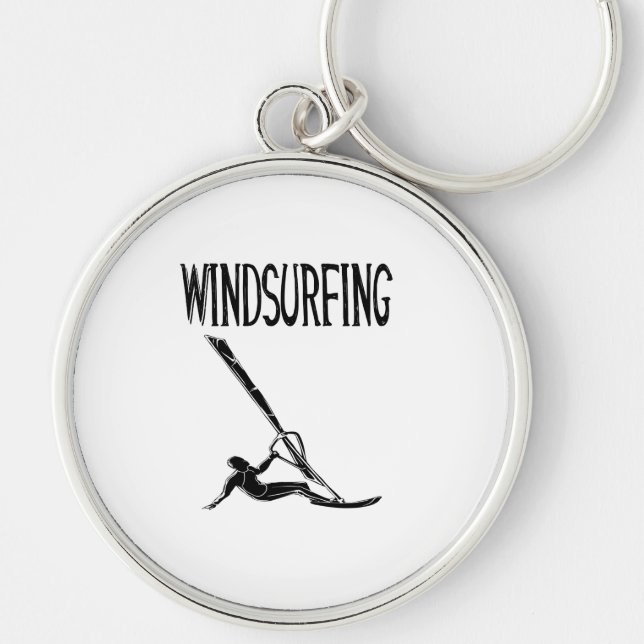 windsurfing v3 black text sport windsurf windsurfe key ring (Front)