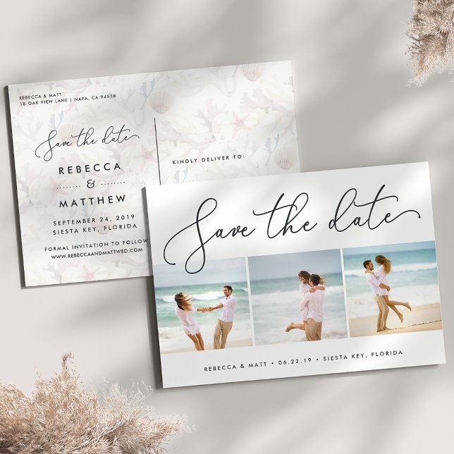 Windswept | Beach Wedding Photo Save the Date Announcement Postcard (Creator Uploaded)