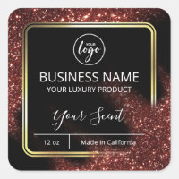 Windswept Glitter Red Black Gold Candle Labels