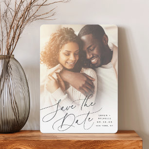 Windswept Script Vertical Photo Save The Date