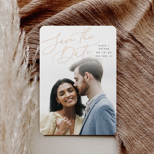 Windswept Script Vertical Photo Save The Date