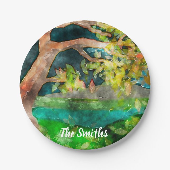 Windswept Tree Paper Plate (Front)