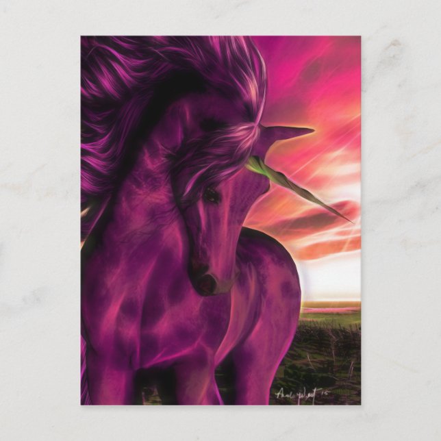 Windswept Unicorn in Amethyst Postcard (Front)