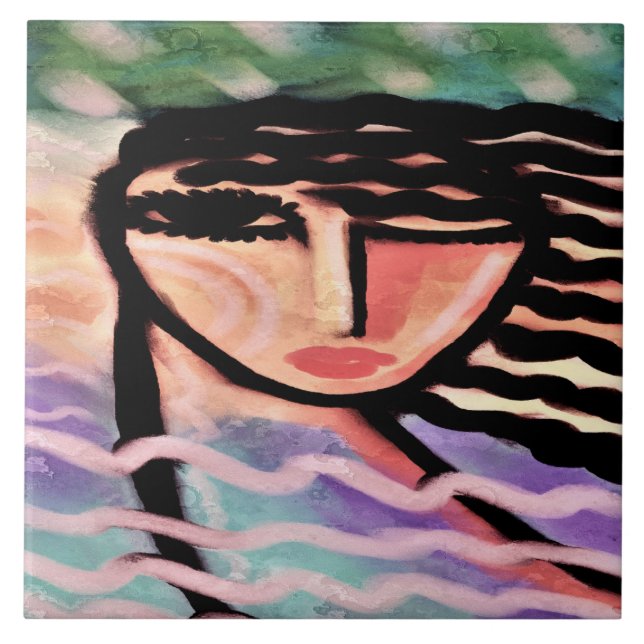 Windy Abstract Digital Painting Ceramic Tile (Front)