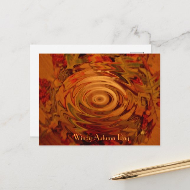 Windy Autumn Day Postcard (Front/Back In Situ)