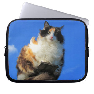 Windy Calico Cat Up High Laptop Sleeve