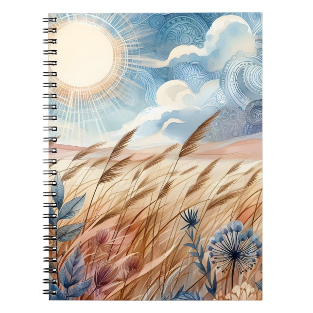 Windy Day Rustic Boho Mountain Prairie Country Notebook (Front)