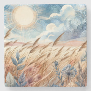 Windy Day Rustic Boho Mountain Prairie Country Stone Coaster