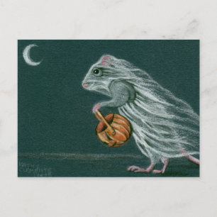 Windy Halloween Ghost Postcard