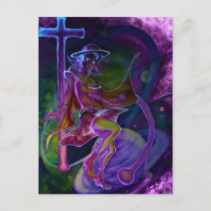 Windy Saturn Psychedelic Postcard