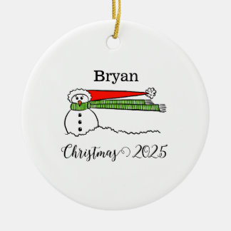 Windy Snowman Personalised Ornament