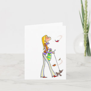 Windy Walking Women Notecard