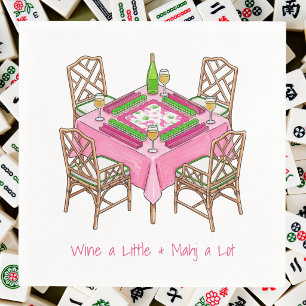 Wine a Little and Mahj a Lot Preppy Mahjong Party Napkin