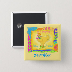 Wine a Little Yellow Chick Power Name Badge