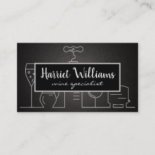 Wine Accessories Line Drawing Business Card