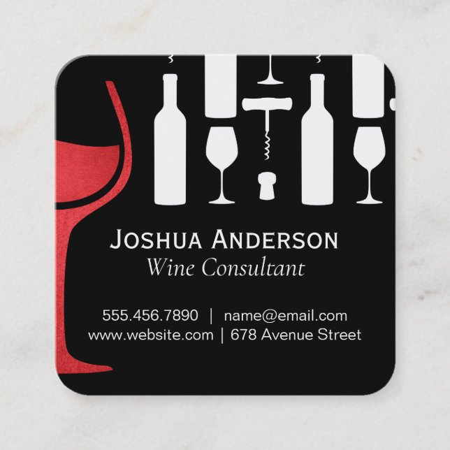 Wine Accessories Square Business Card (Front)