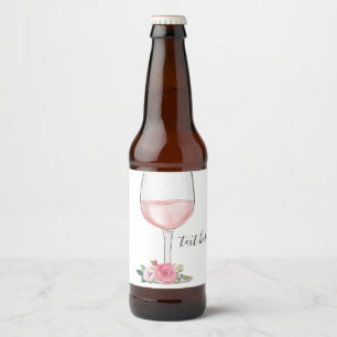 wine, adult birthday, wedding, floral beer bottle label
