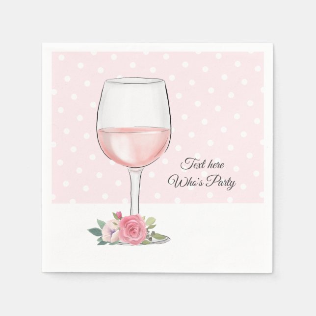 wine, adult birthday, wedding, floral napkin (Front)