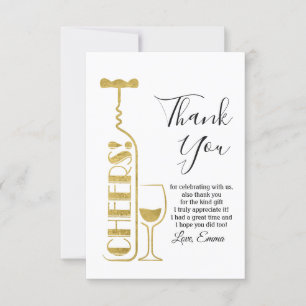 wine, adult birthday, wedding, party thank you card