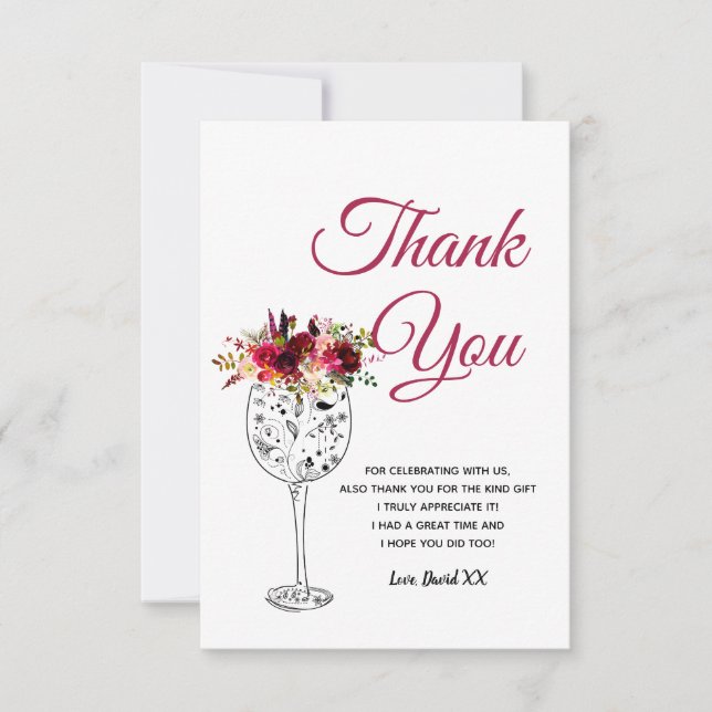 wine, adult, thank you card (Front)