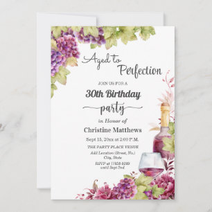 Wine Aged to Perfection 30th Birthday Party Invitation