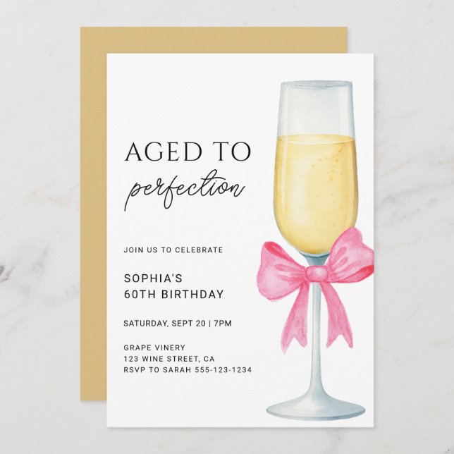 Wine Aged To Perfection 60th Birthday Party Invitation (Front/Back)