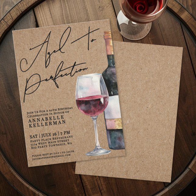 Wine Aged To Perfection Adult Birthday Party Invitation (Wine Aged To Perfection Adult Birthday Party Invitation)