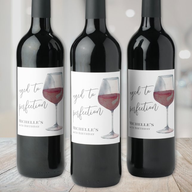 Wine Aged To Perfection Birthday Label (Wine Aged To Perfection Birthday Wine Label )