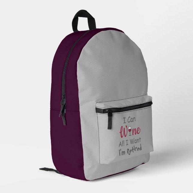 Wine All I Want Retirement Printed Backpack (Back Corner Left)