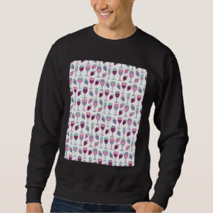 Wine &amp Grapes Pattern Graphic Sweatshirt