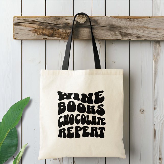 Wine and Book Club Retro Tote Bag (Creator Uploaded)