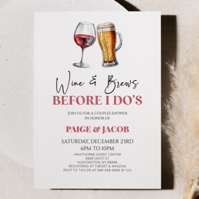 Wine and Brews Before I Do's Beer Couples Shower Invitation (Creator Uploaded)