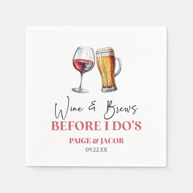 Wine and Brews Before I Do's Rehearsal Dinner Napkin (Front)