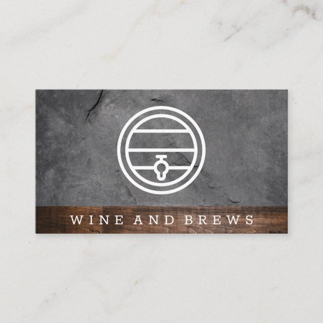 Wine and Brews | Wood and Slate Business Card (Front)