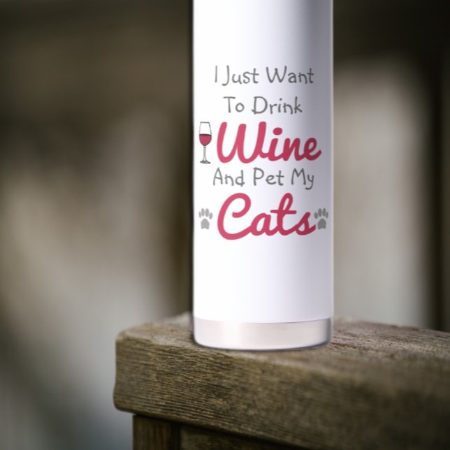 Wine and Cats Water Bottle (Creator Uploaded)