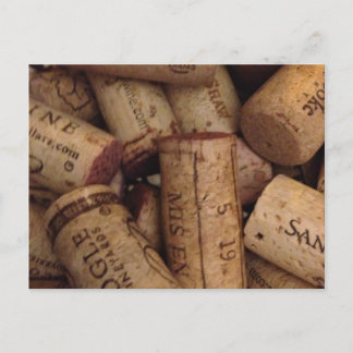 wine and champaign corks postcard