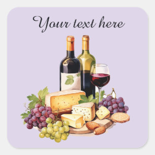 Wine and cheese add text square sticker