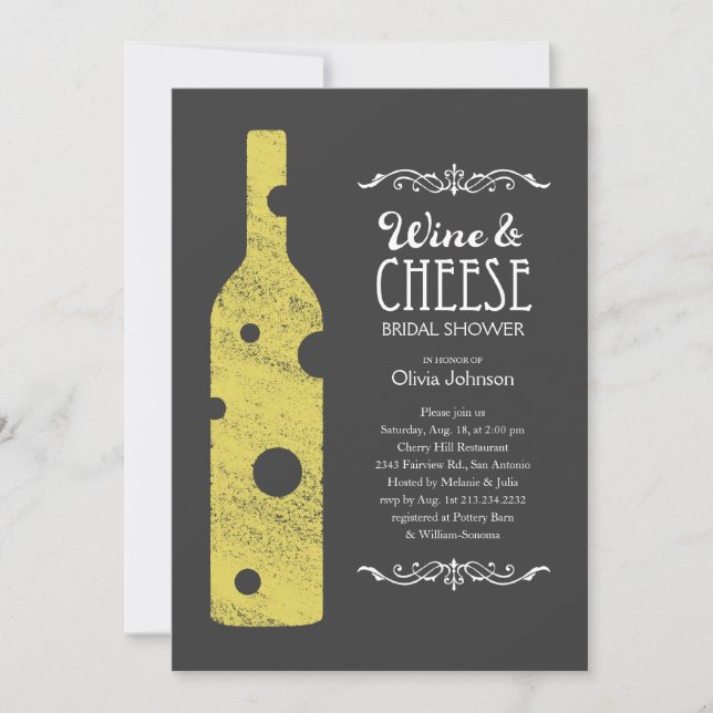 Wine and Cheese Bridal Shower Invitations (Front)