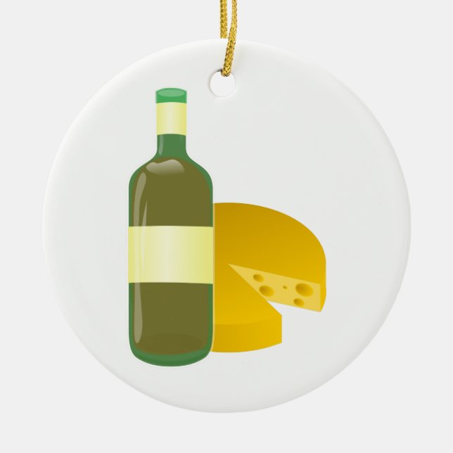 Wine and Cheese Ceramic Ornament (Front)