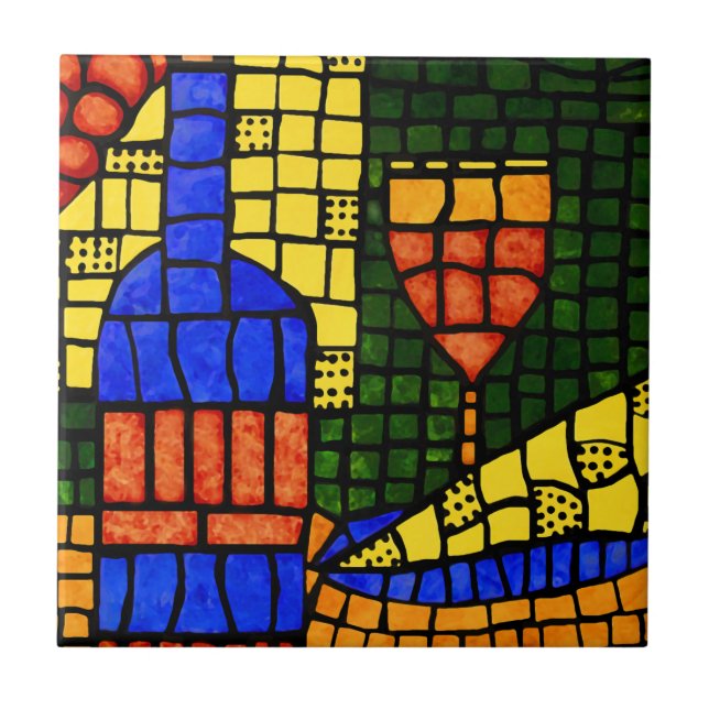 Wine And Cheese Colourful  Bright Colour Bar Tile (Front)
