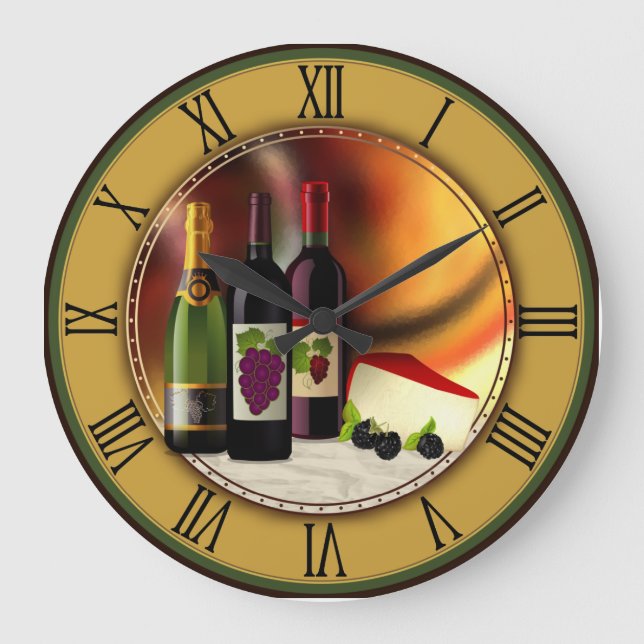 Wine and Cheese Custom Wall Clock (Front)