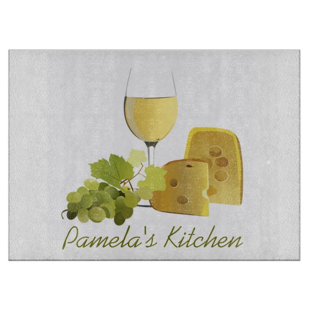 Wine and Cheese Design Cutting Board (Front)