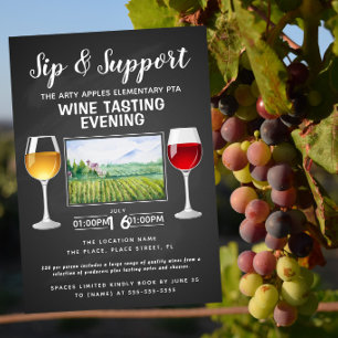 wine and cheese fundraiser event sip and support invitation