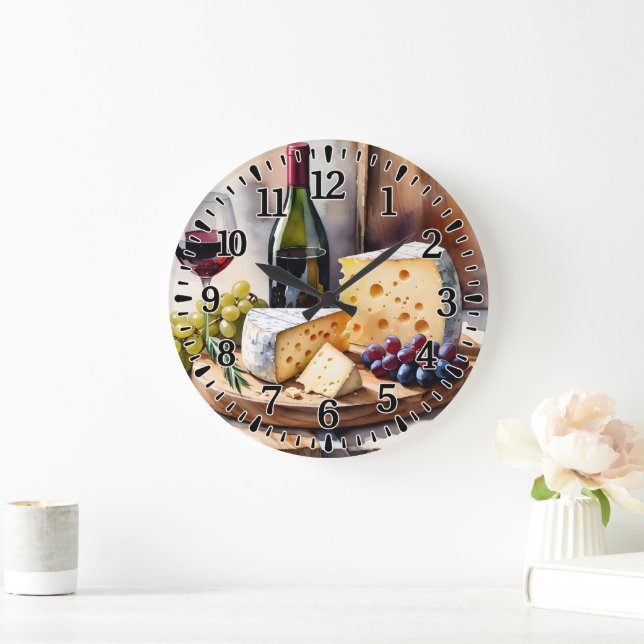 Wine and Cheese  Large Clock (Home)